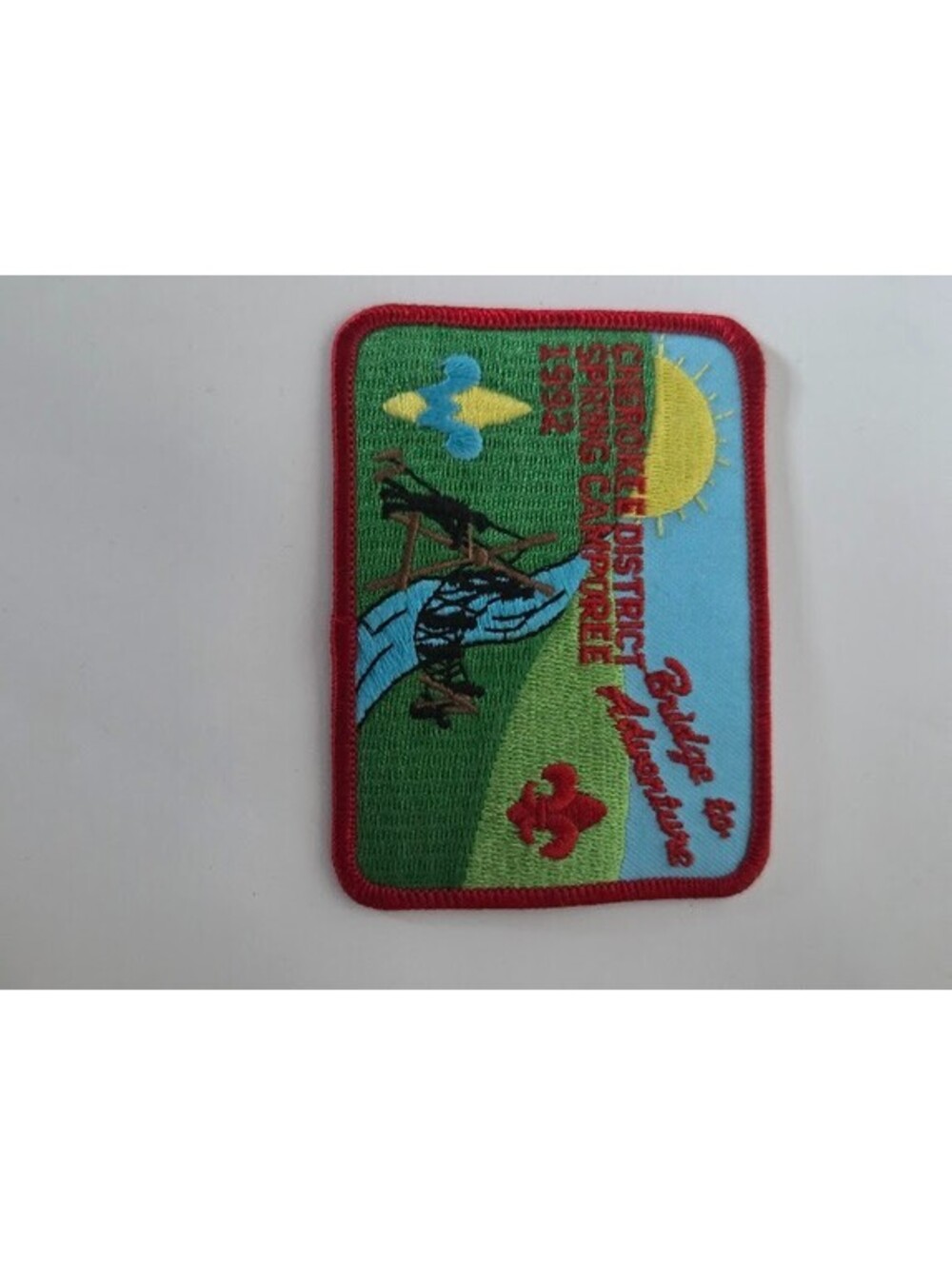 1992 Cherokee District Spring Camporee Patch Boy Scouts Bridge Adventure